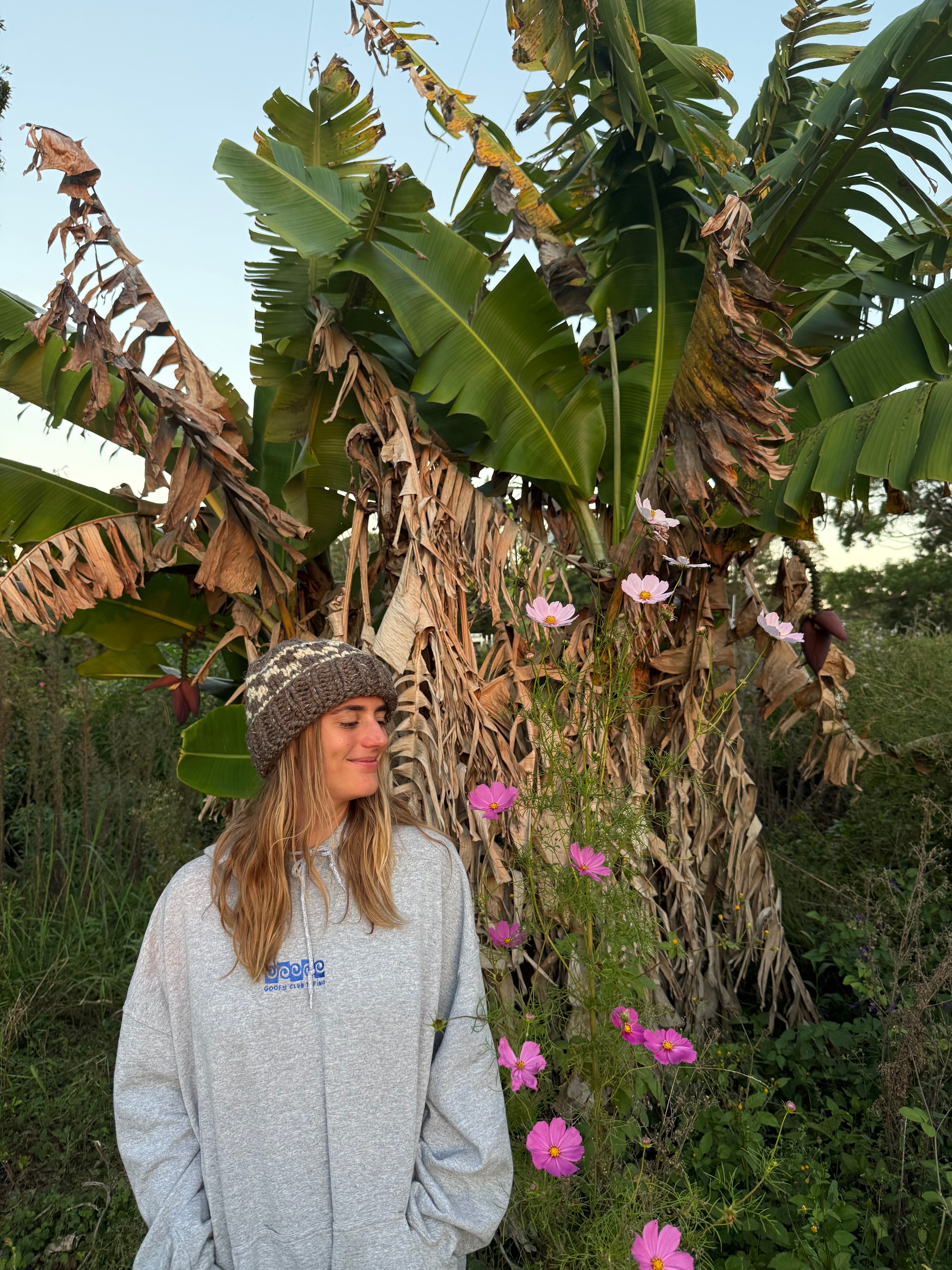 Brown and Cream Checkered Beanie
