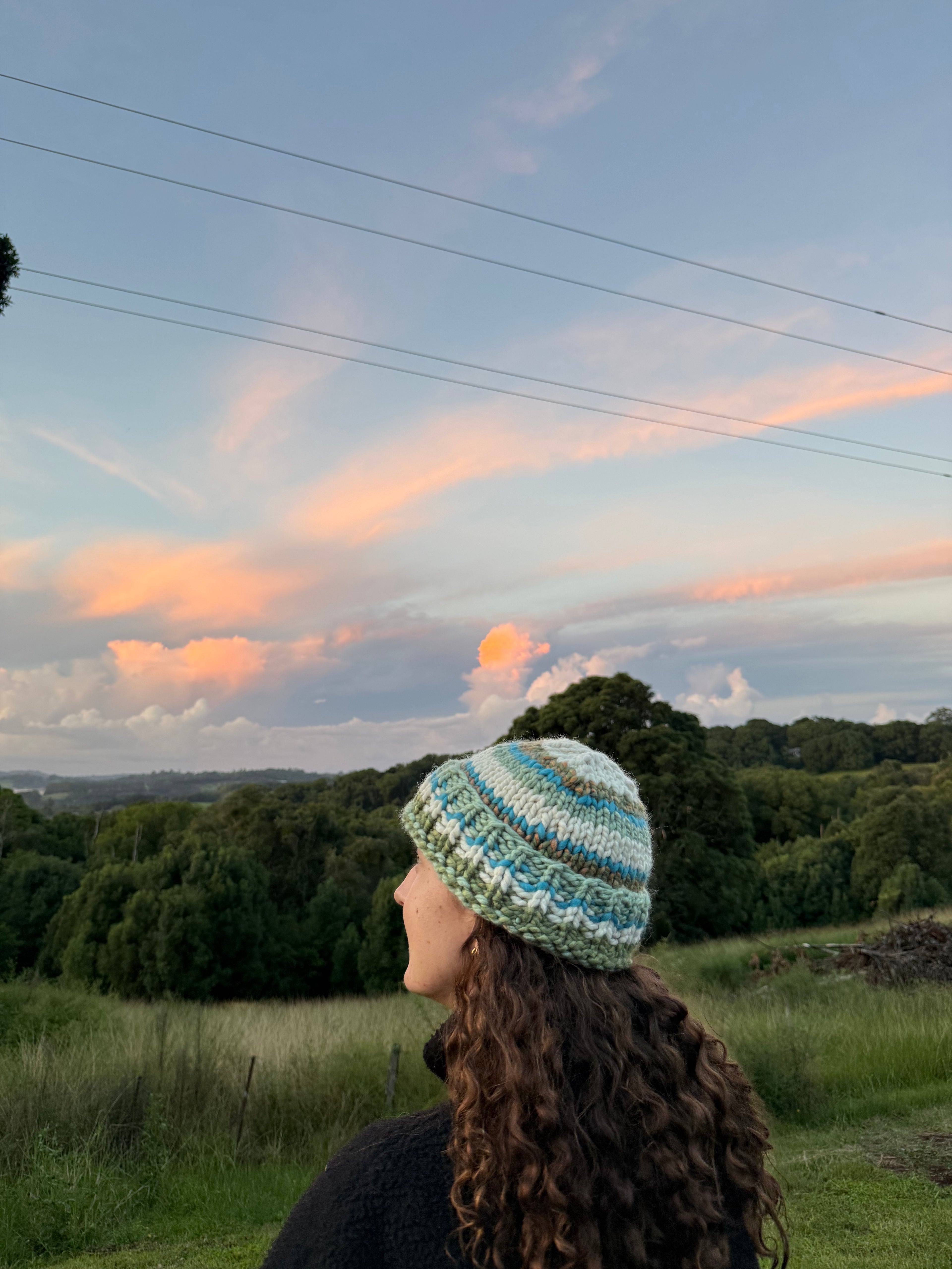 Blue and Green Multicoloured Beanie